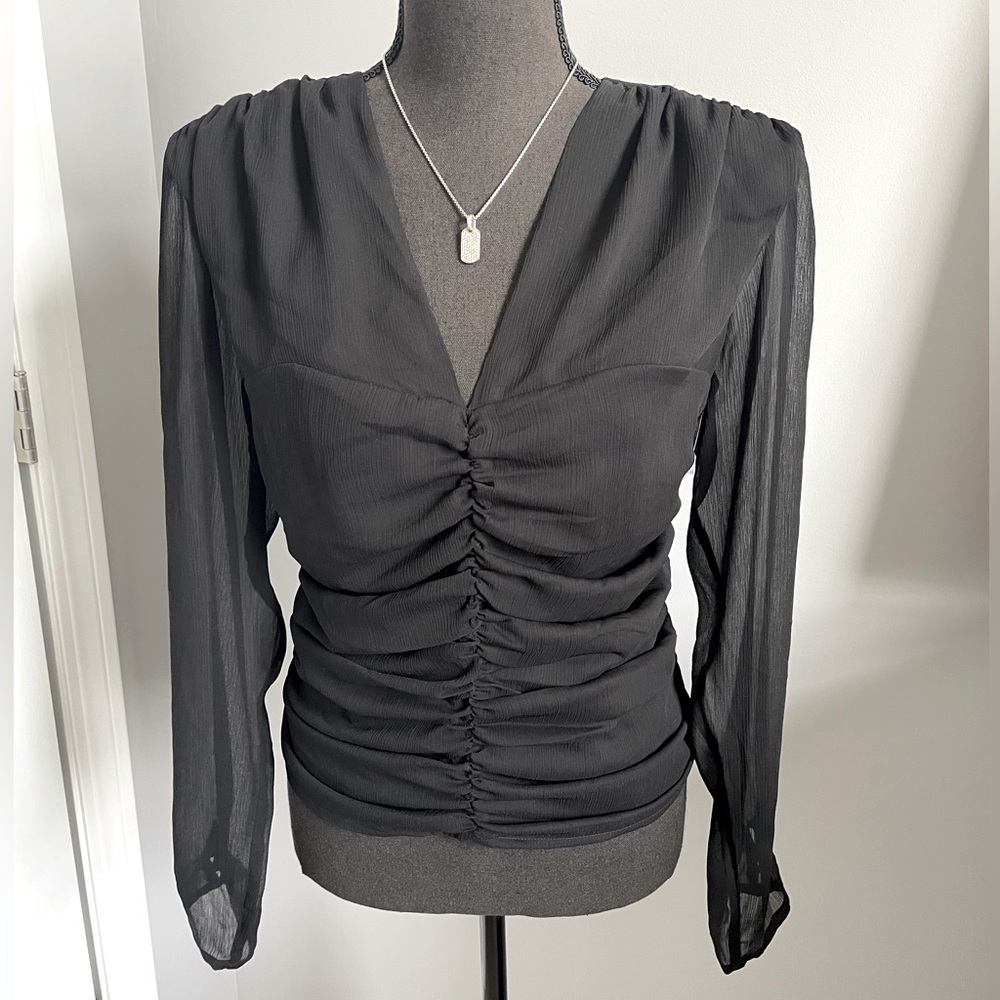 Express Black Ruched Blouse NWT